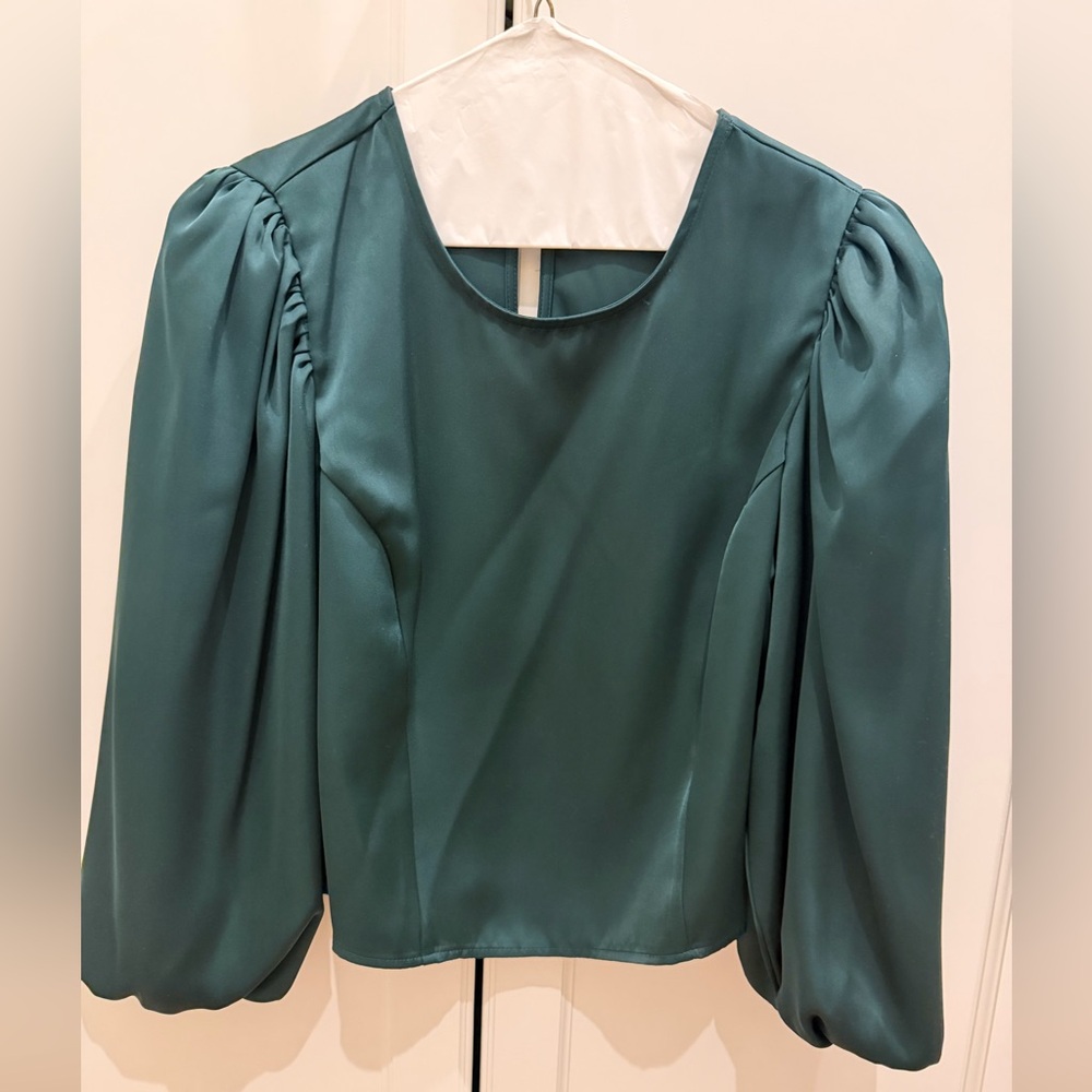 Express Teal Puff Sleeve Blouse